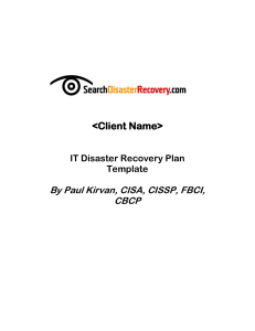 sDR IT disaster recovery plan template