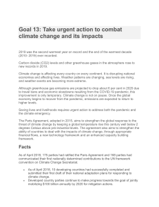 Goal 13 climate change fact sheet and questions