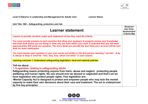 Safeguarding in Adult Care: Learner Statement