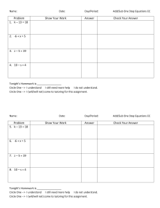 AddSub One Step Equations EC