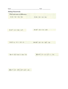 Adding Polynomials Worksheet