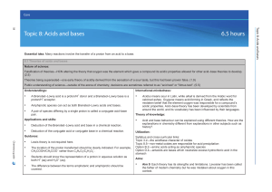 IB SL Chemistry - Topic 8: Acids and Bases Syllabus