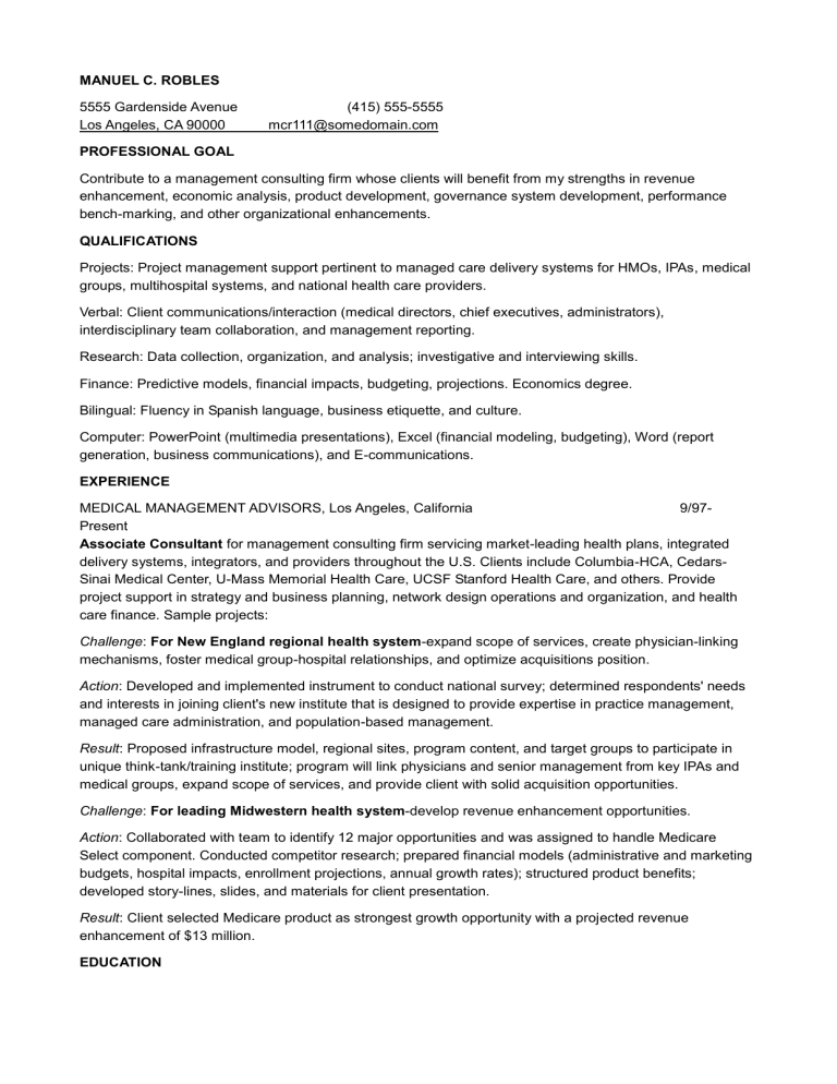 entry-level-management-consulting-resume