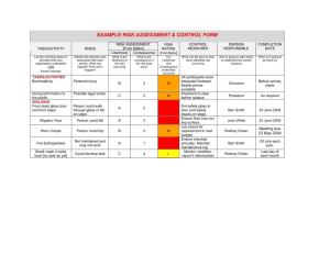 sample Risk Assessment and Control Form