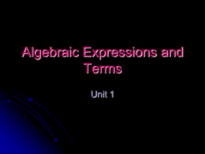 1-1 Algebraic Expressions and Terms
