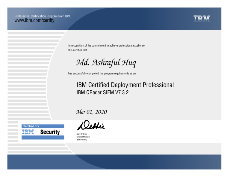 IBM Certified Deployment Professional IBM QRadar SIEM V7 3 2 Ashraful