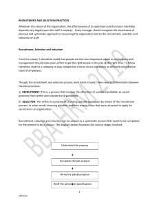 RECRUITMENT AND SELECTION PRACTICES