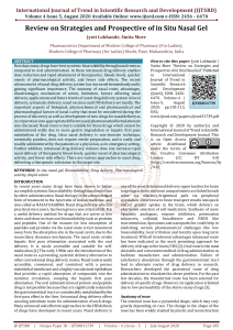 Review on Strategies and Prospective of in Situ Nasal Gel