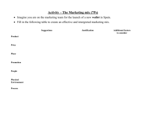 Activity Sheet - Marketing Mix (7Ps)