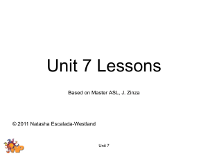 Master ASL Level 1 Unit 7 PowerPoint