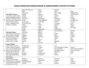 SIGNAL - TRANSITION WORDS - PHRASES & CORRESPONDING THOUGHT PATTERNS - UPDATED OCT 2018