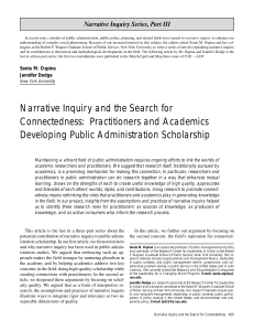 Narrative Inquiry and the Search for Connectedness- Narrative Inquiry Part 3