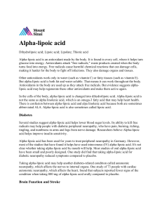 Alpha Lipoic Acid - Mt. Sinai article