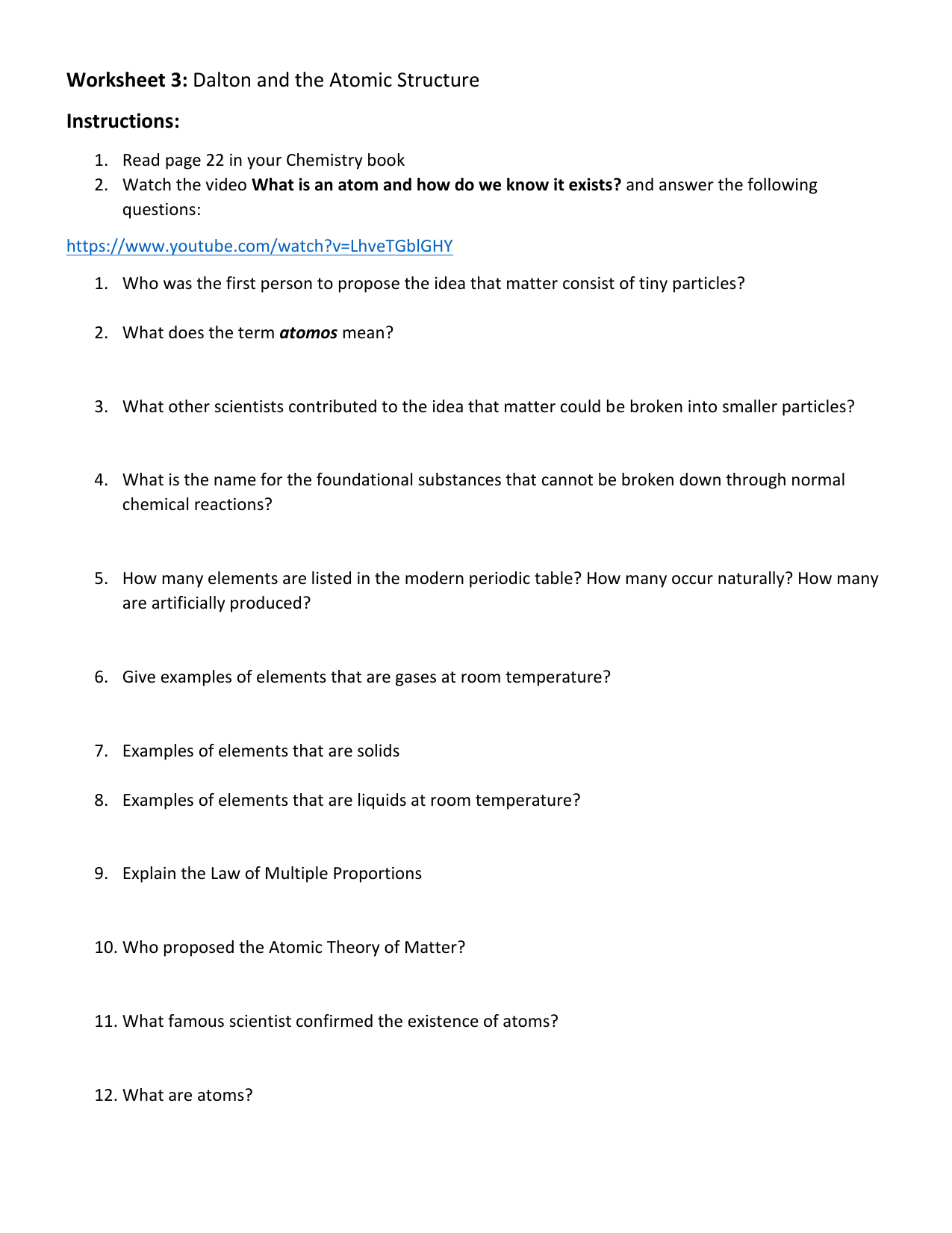 Composition Of Matter Worksheet Answers