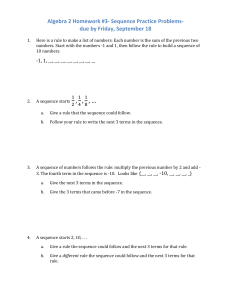Algebra Sequence Practice Problems