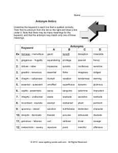 vocabulary and antonyms