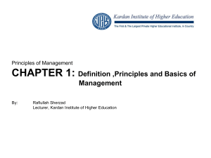 Chapter 1 Introduction to Management