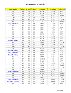 BCI Group Sizes for Batteries