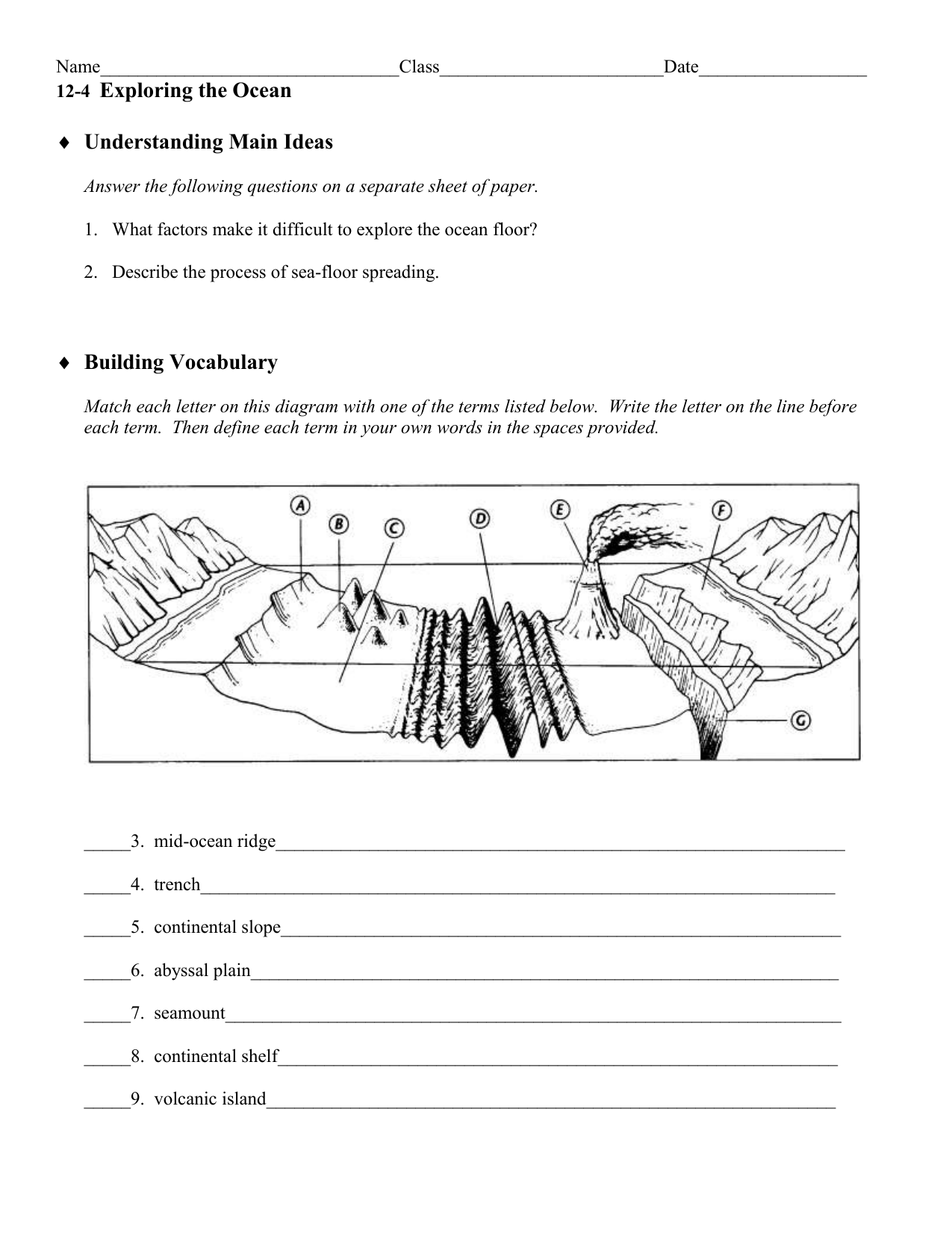 Ocean Floor Worksheet Answers Floor Roma