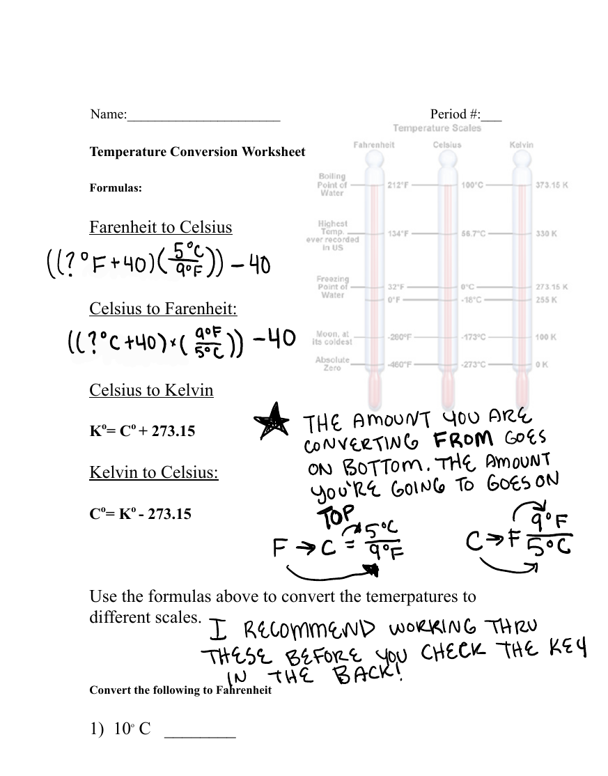 temperature conversion wkst With Regard To Temperature Conversion Worksheet Answers