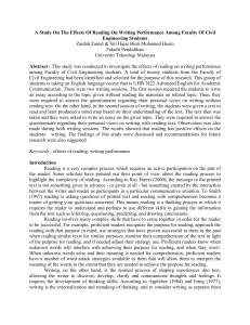 A Study On The Effects Of Reading On Writing Performance Among Faculty Of Civil Engineering Students