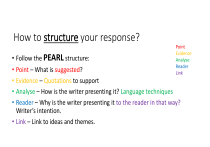 Pear Writing Structure Examples PEARL Structure: Writing Effective Responses