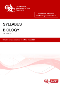cape biology syllabus with specimen paper 2019