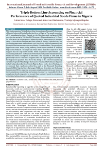 Triple Bottom Line Accounting on Financial Performance of Quoted Industrial Goods Firms in Nigeria