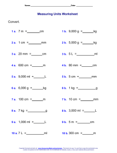Measurement Units Worksheet (2)