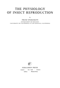 The Physiology of Insect Reproduction by Franz Engelmann and G. A. Kerku...