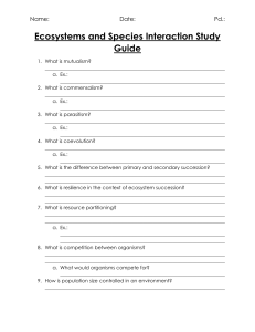 Ecosystems and Species Interaction Study Guide
