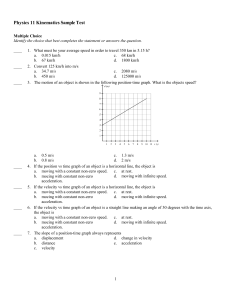 Physics 11 Sample Tests