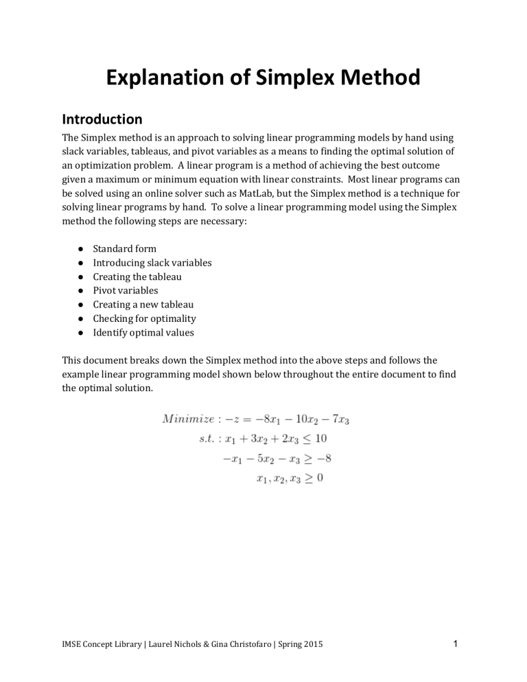 simplex method case study