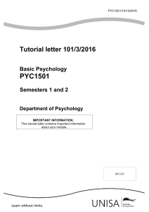 Tutorial Letter PYC1501 Basic Psychology