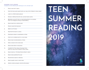 2019 teens summer reading brochure