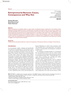 Entrepreneurial Burnout - Causes, Consequences and way out
