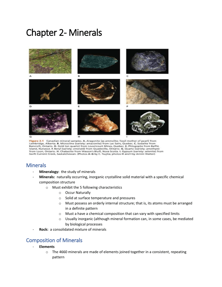 Chapter 2 Minerals