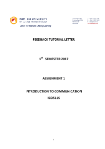 Introduction to Communication 1A - Assignment 2