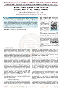 Factors Affecting Enterprises Access to Formal Credit in Can Tho City, Vietnam