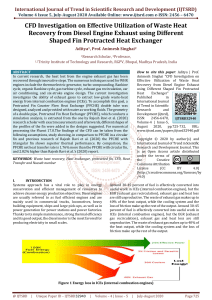 CFD Investigation on Effective Utilization of Waste Heat Recovery from Diesel Engine Exhaust using Different Shaped Fin Protracted Heat Exchanger