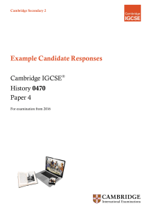 IGCSE HISTORY PAPER 4 Candidates response