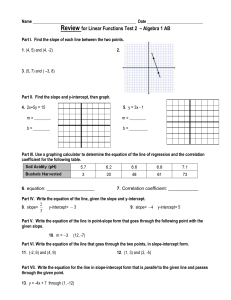 Linear Functions Test 2 Review