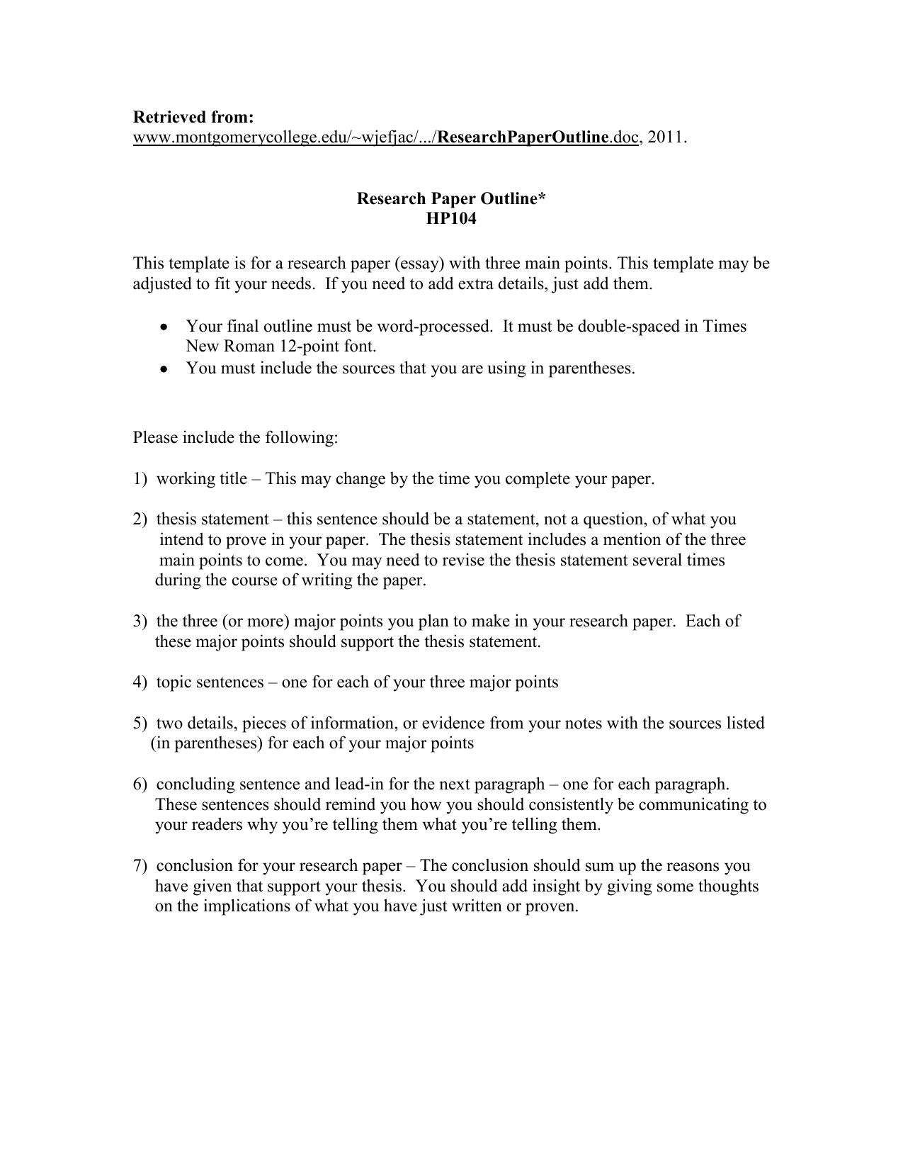 thesis paper outline template
