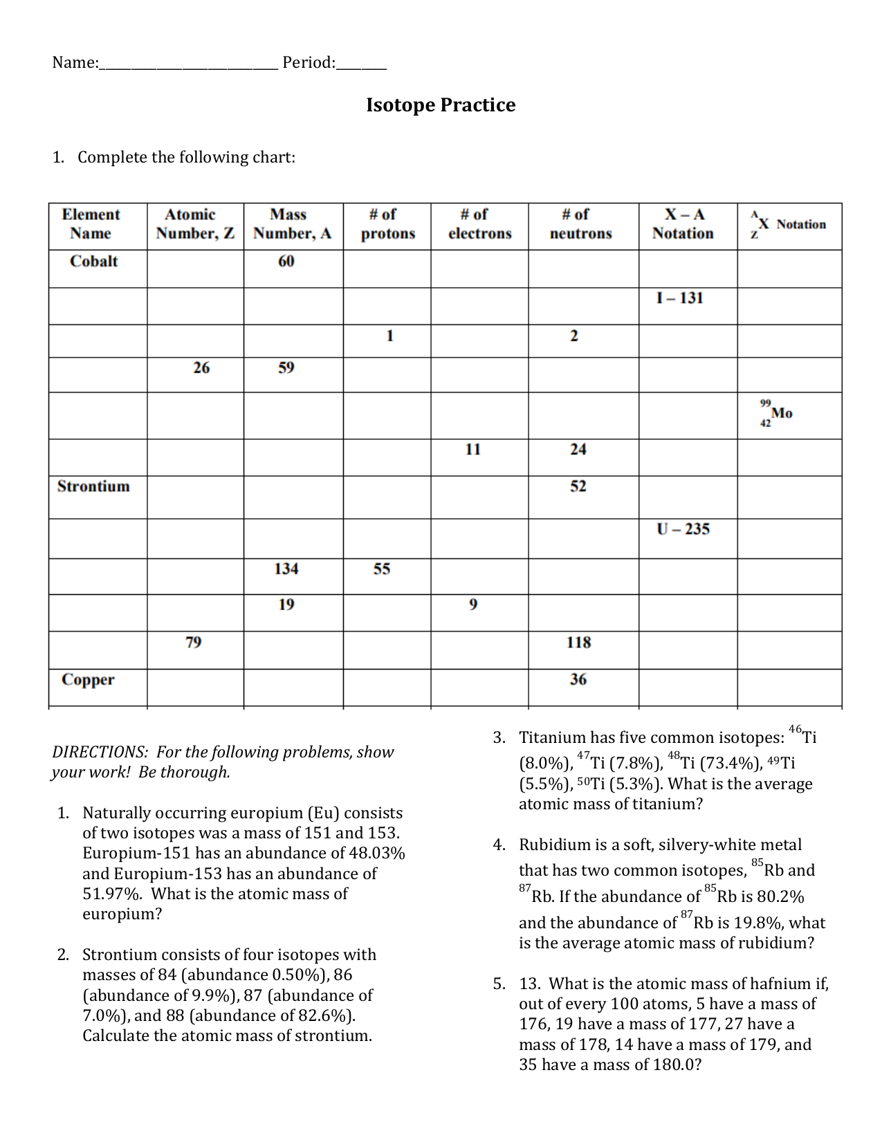 ISOTOPES-25th With Regard To Isotope Practice Worksheet Answer Key