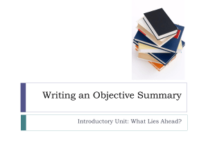 Writing an Objective Summary p