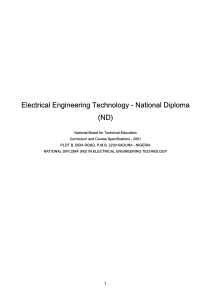 ND Electrical Curriculum and course   specifications