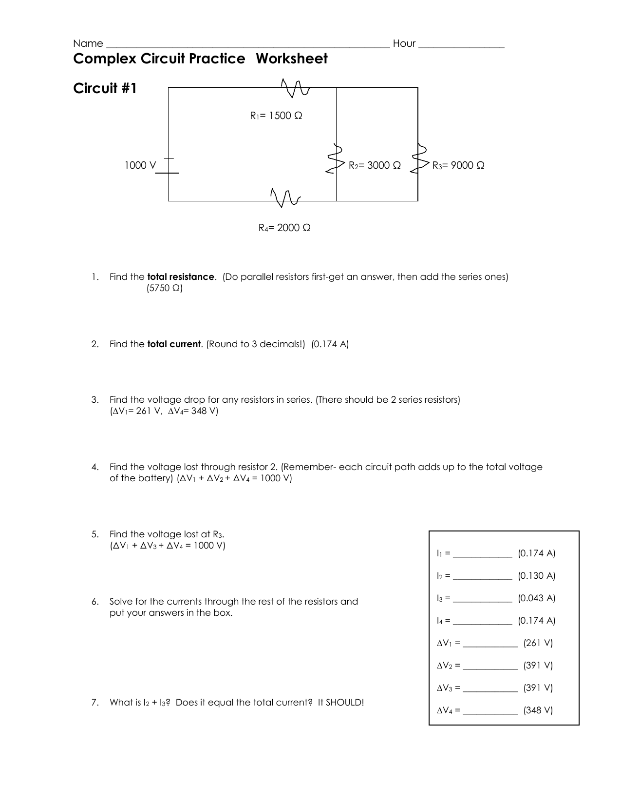 Parallel Circuit Problems Worksheet With Answers
