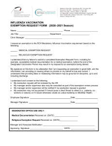 RCH Flu Vaccine Exemption Form