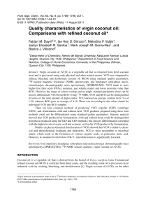 [13653075 - Pure and Applied Chemistry] Quality characteristics of virgin coconut oil  Comparisons with refined coconut oil