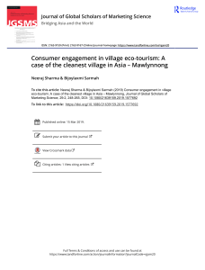 Consumer engagement in village eco tourism A case of the cleanest village in Asia Mawlynnong